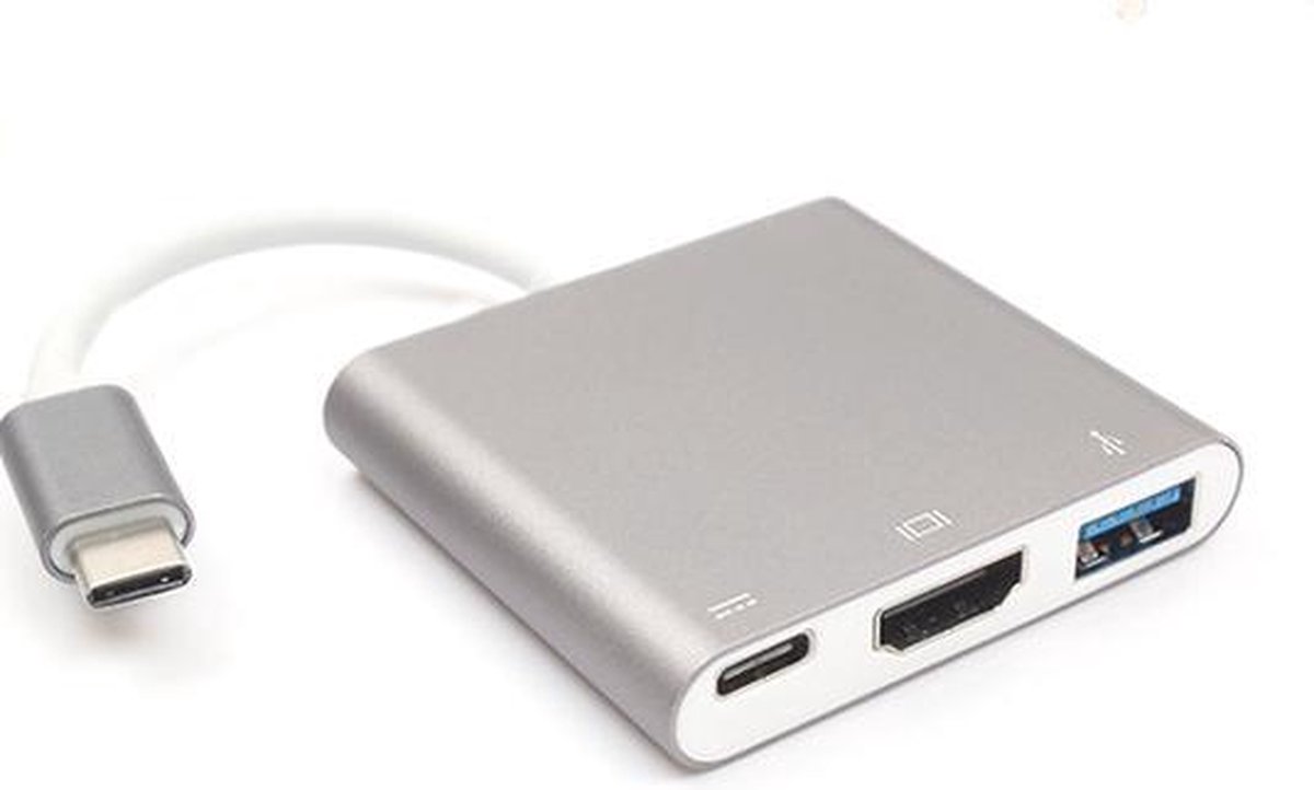 USB-C hub zilver met HDMI, USB 3.0 & USB-C | bol.com