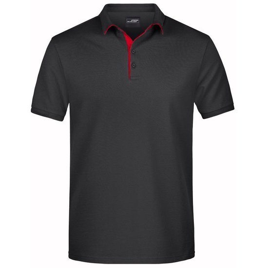 Grote maten polo shirt Golf Pro zwart/rood voor heren - Zwarte size... | bol.com