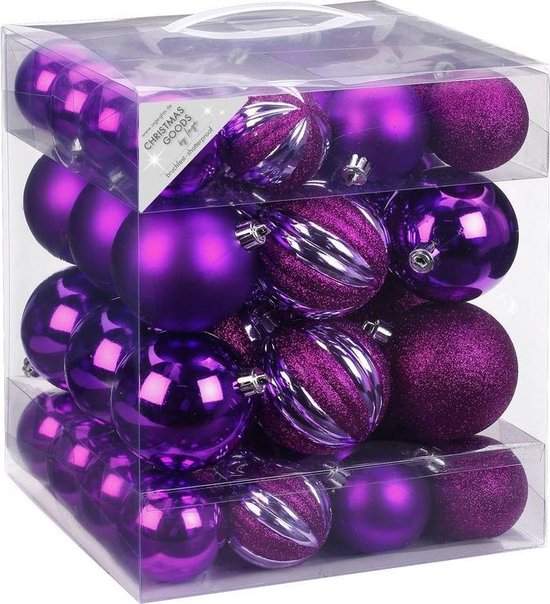 Paarse Kerstballen Plastic 2025 Mira Diandra