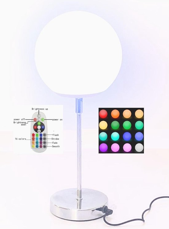 Hoge blootstelling passend Herinnering Staande tafellamp nachtlamp LED 16 kleuren RGB wit bureaulamp  afstandbediening | bol.com