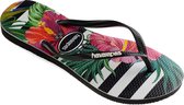 Havaianas Slim Tropical Floral Dames Slippers - Black/Black/Imperial Palace - Maat 35/36