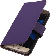 Paars Effen Booktype Samsung Galaxy S7 Wallet Cover Cover