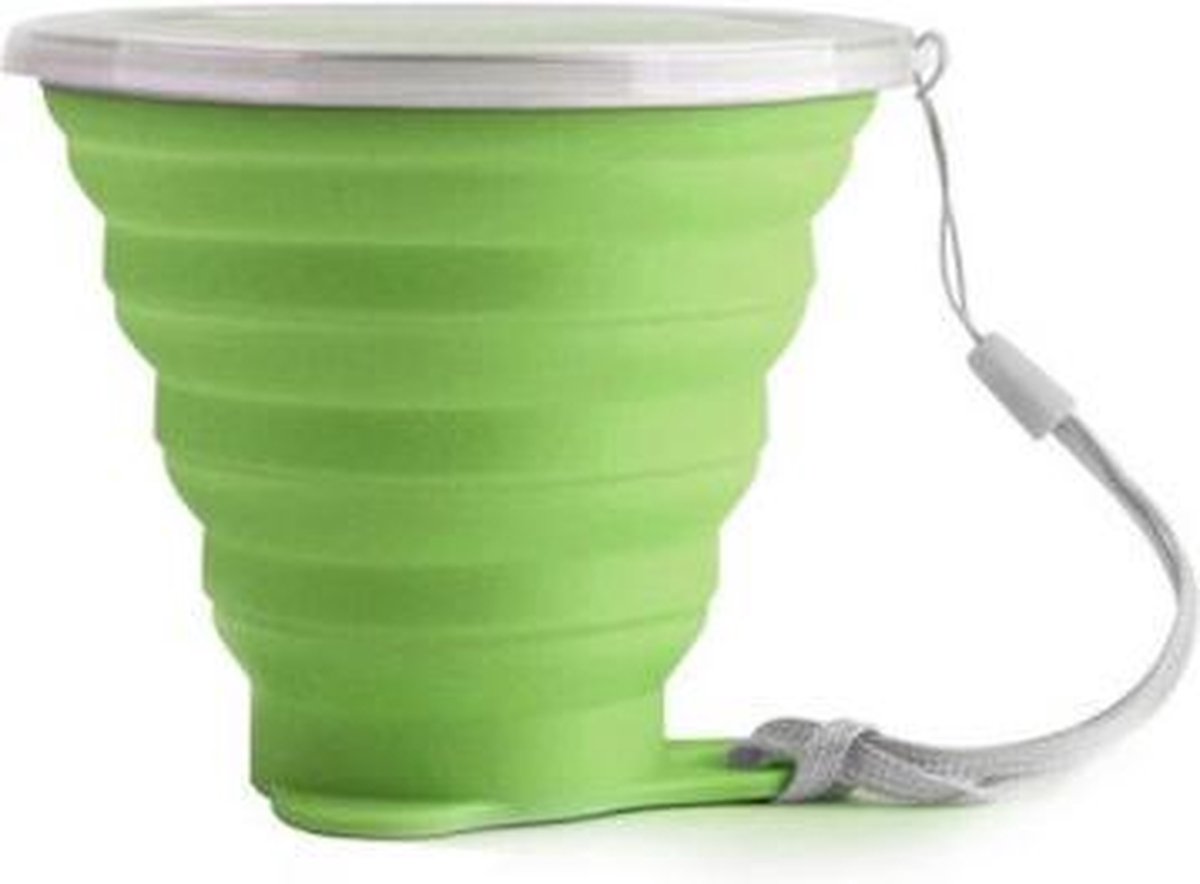Opvouwbare beker - Cup 250 ml- Siliconen Cup - Campingservies - Groen - Duurzaam - Milieubewust