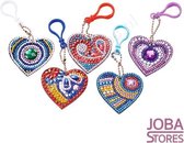 Diamond Painting "JobaStores®" Sleutelhanger Set Hartjes (5 stuks)