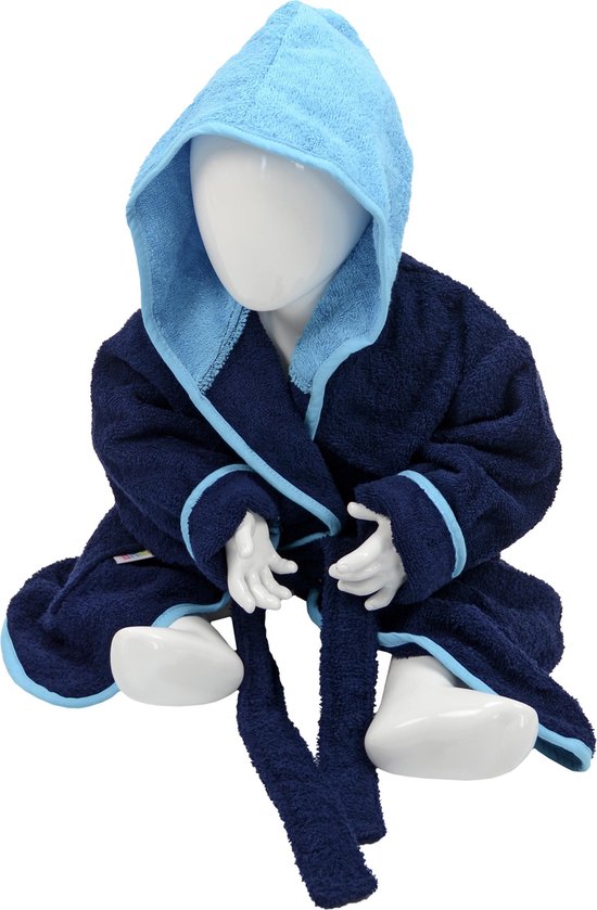 ARTG® Babiezz - Baby Badjas met Capuchon -  Donkerblauw - Zeeblauw  - Maat  98-110
