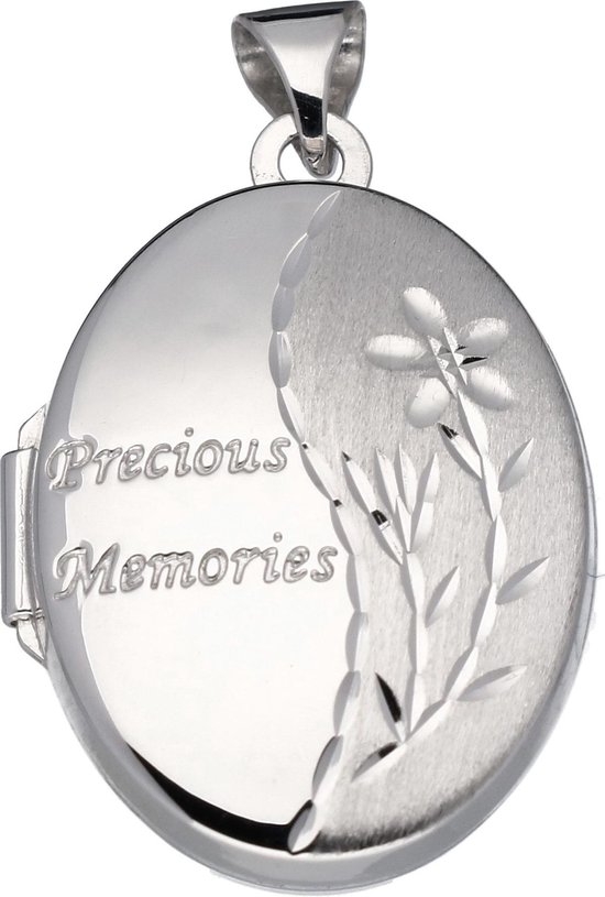 Glow medaillon - zilver - 24 x 17 mm - ovaal - precious memories - bloem - gerodineerd