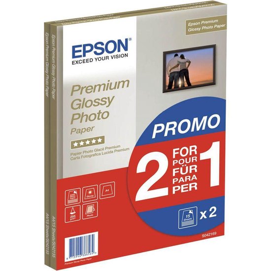 Regeren pindas wijk Epson Premium Glossy Fotopapier - A4 (210 x 297 mm) / 255 g/m2 / 15 vellen  | bol.com