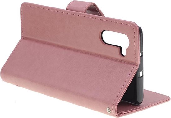 Shop4 Samsung Galaxy Note 10 - Etui Portefeuille Fleurs Papillon Rose