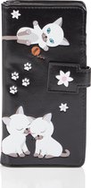 Shagwear Wallet - Portefeuille à la Trendy Zipper - Dames - Faux cuir - Playful Kittens (0404Z)