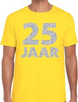 25 jaar zilver glitter verjaardag/jubilieum shirt geel heren 2XL