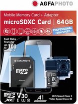 Agfa Photo MicroSDXC UHS-I   64GB High Speed C 10 U3 V30 + adapter