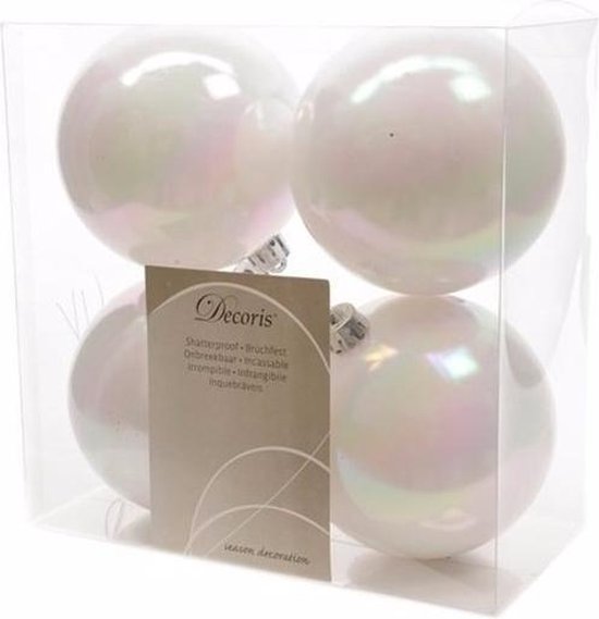 Onbreekbare parelmoer witte kerstballen 10 cm - 8 stuks - kerstversiering |  bol.com