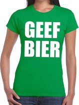 Geef Bier tekst t-shirt groen dames - dames shirt  Geef Bier XXL