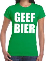 Geef Bier tekst t-shirt groen dames 2XL