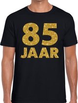 85 jaar goud glitter verjaardag t-shirt zwart heren - verjaardag shirts XXL