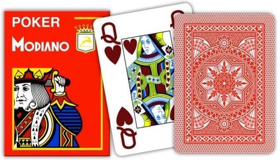 Modiano poker speelkaarten rood 4 index
