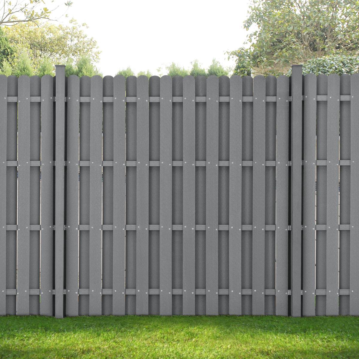 Panneau de clôture WPC 11 planches avec poteaux 185x562 cm gris