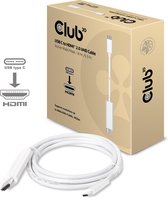 club3D USB-C™ / HDMI Adapterkabel USB-C stekker, HDMI-A stekker 1.80 m Wit CAC-1514 USB-C-displaykabel