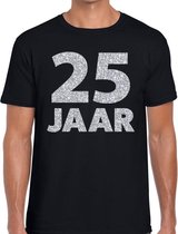 25 jaar zilver glitter verjaardag/jubilieum shirt zwart heren 2XL