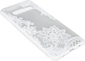 Wit mandala bloemen hoesje Geschikt voor Samsung Galaxy S10 Plus