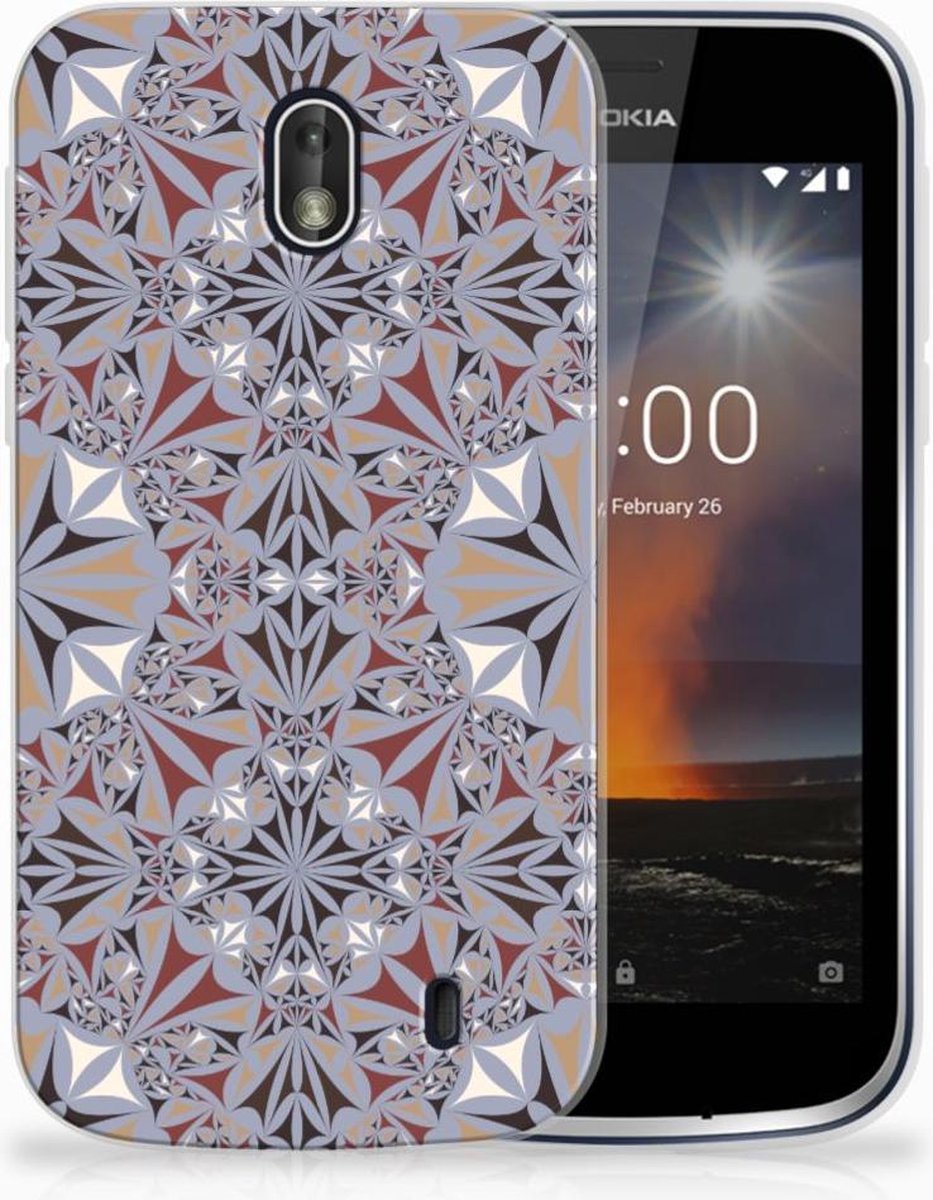 Nokia 1 TPU Siliconen Hoesje Flower Tiles