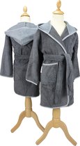 ARTG® Boyzz & Girlzz - Kinder Badjas met Capuchon - Donkergrijs/Antracietgrijs - Graphite/Anthracite Grey - Maat 128/140