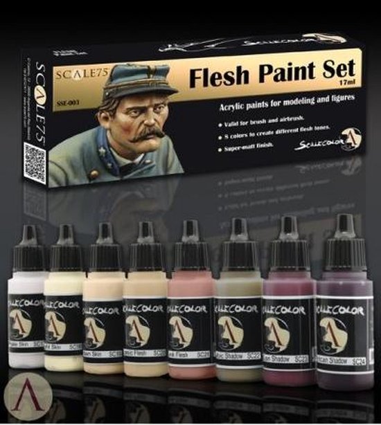 Thumbnail van een extra afbeelding van het spel Flesh Paint Set - 8 kleuren - 17ml - SSE-003