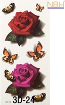 Water overdraagbare Tijdelijke Tattoo: Vlinders + bloemen 90x190mm