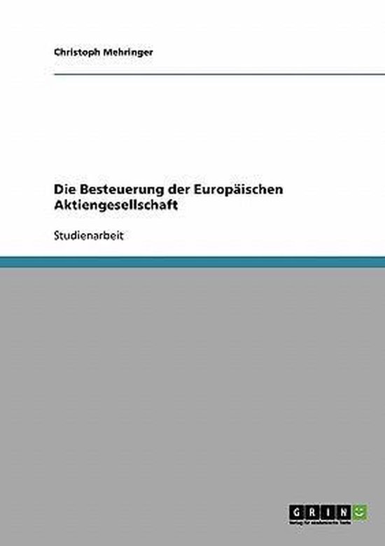 Die Besteuerung der Europaischen Aktiengesellschaft - cover
