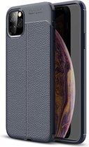 iPhone 11 Pro Max hoesje - gel case lederlook - navy blauw - GSM Hoesje - Telefoonhoesje Geschikt Voor: Apple iPhone 11 Pro Max