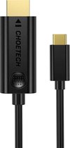 Choetech - USB Type-C naar 4K HDMI kabel - UHD beeldkwaliteit - 3840x2160P - Goud vergulde connectoren - Compatibel met Thunderbolt™ 3 - Kabellengte: 1.8M - Zwart