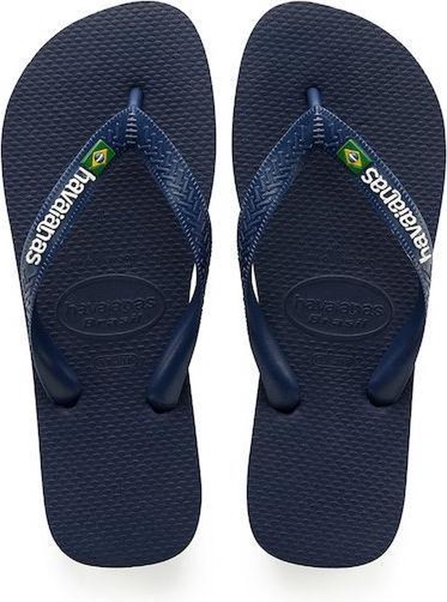 Havaianas Brasil Logo Unisex Slippers - Navy Blue - Maat 39/40