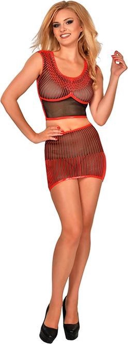 Goedkoopste Guilty Pleasure Fetish Wear Crop top -XL- PRINTED DATEX Rood