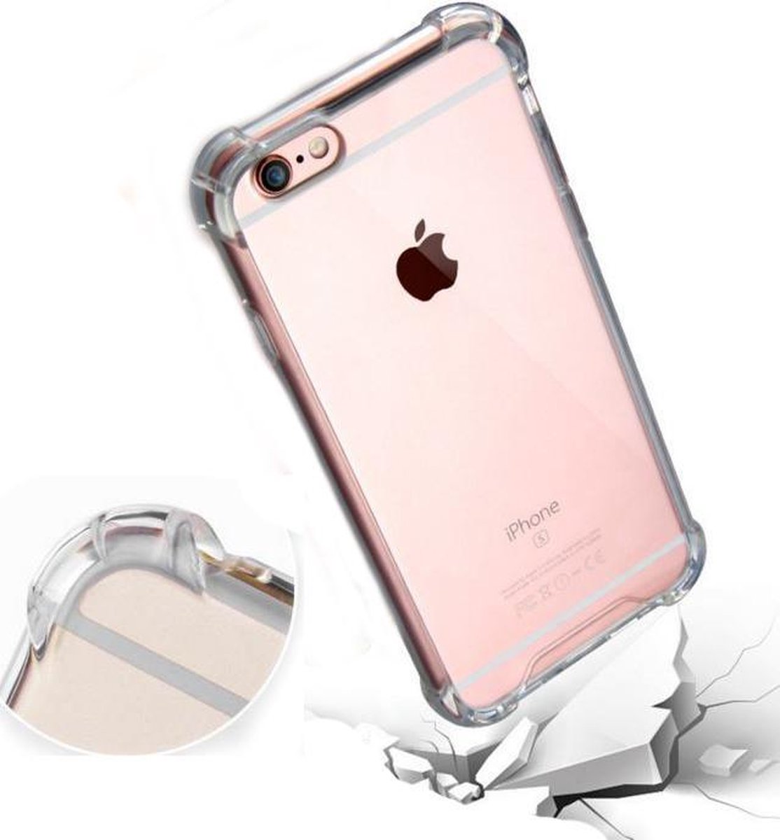 Hoesje - Geschikt voor Apple iPhone 7 / 8 / SE 2020 - Sterk & Shockproof - Siliconen Shock Case - Hoes Cover - Telefoonhoes - Transparant