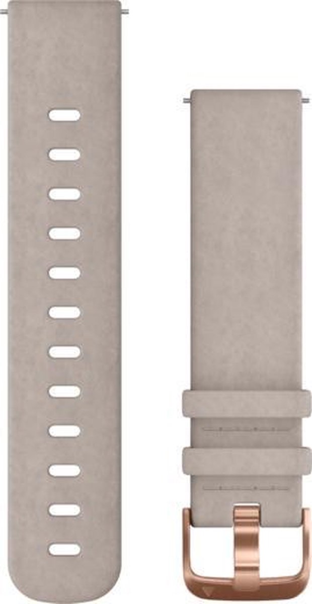 QUICK RELEASE SILICONEN POLSBAND 20MM GRIJS SUEDE MET ROSÉGOUDEN GESP