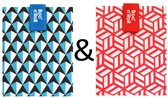 Boc'n'Roll Foodwrap herbruikbaar Boterhamzakje - Tiles Blue en Red