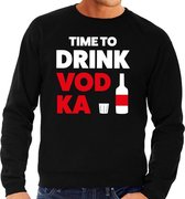 Time to drink Vodka tekst sweater zwart heren - heren trui Time to drink Vodka L
