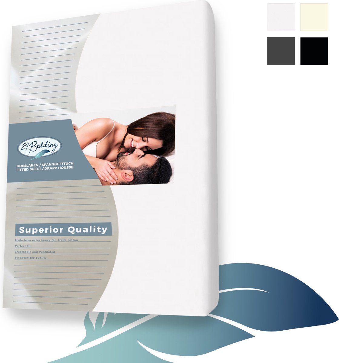 24-bedding - Jersey Topper Hoeslaken - Topdek Hoeslaken Jersey - 200x210 cm - Wit - 100% katoen - 5 t/m 15 cm hoogte.