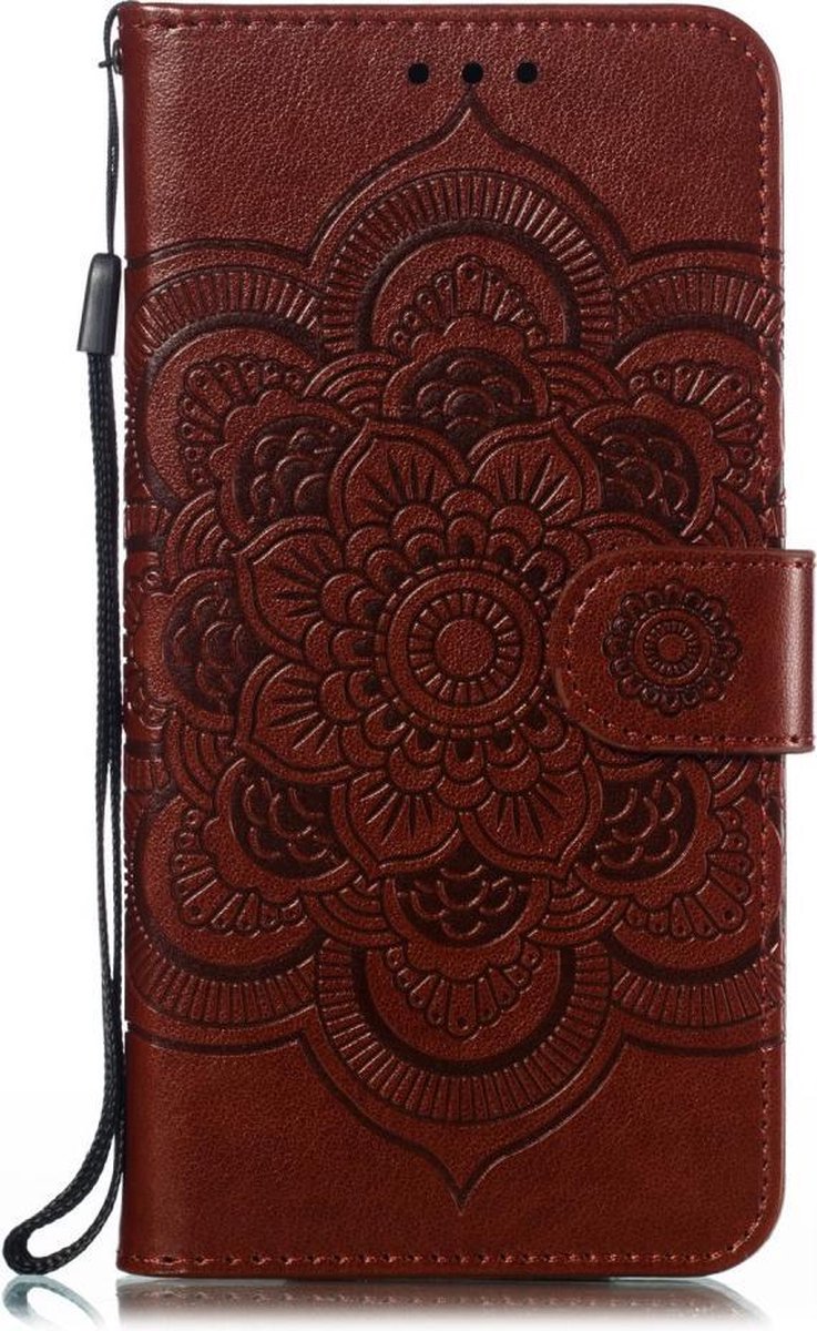 Mandala Bloemen Book Case - Geschikt voor Samsung Galaxy A20e Hoesje - Bruin