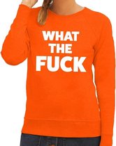 What the Fuck tekst sweater oranje dames - dames trui What the Fuck - oranje kleding M
