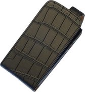BestCases.nl Zwart Krokodil Classic Flip case smartphone telefoonhoesje voor Huawei Ascend G510