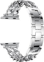 Metaal "double chain" bandje zilver geschikt voor Apple Watch 42 en 44 mm
