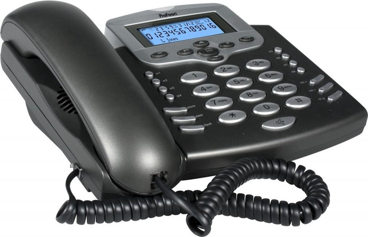 Téléphone De Bureau, écran LCD à 16 Chiffres, Téléphone Fixe Filaire,  Volume Réglable, Noir Avec Répondeur Pour La Maison, Noir 