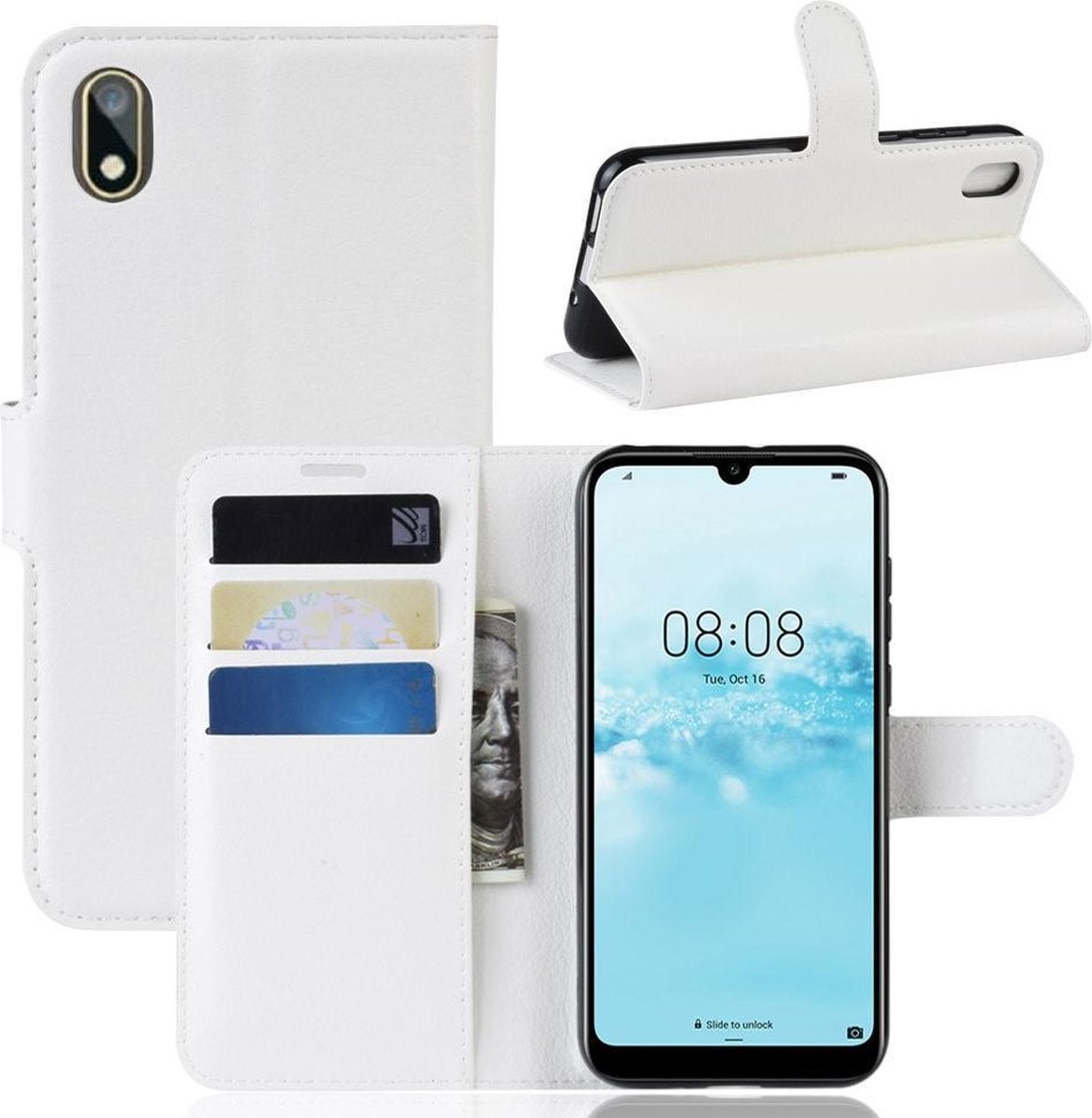Book Case - Geschikt voor Huawei Y5 (2019) Hoesje - Wit