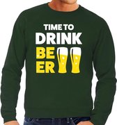 Time to drink Beer tekst sweater groen heren - heren trui Time to drink Beer M