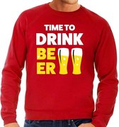 Time to Drink Beer tekst sweater rood heren - heren trui Time to Drink Beer S