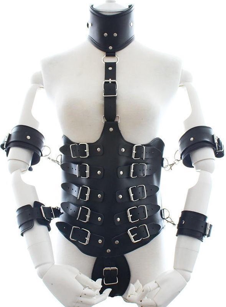 Goedkoopste Banoch | Collar Bondage body Harness black/6 - zwart pu leer vrouw harnas - bdsm