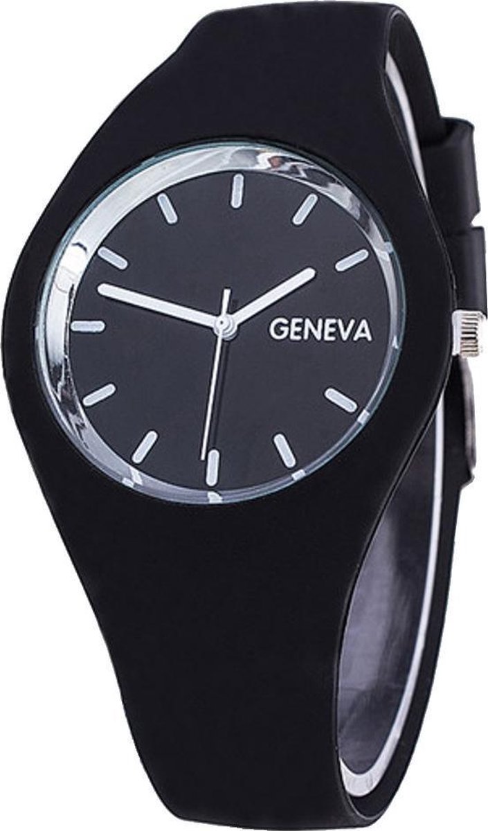 Fako® - Horloge - Geneva - Siliconen Ultra - Zwart