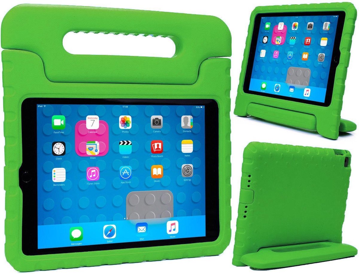 Hoes Geschikt voor iPad Air 1 Hoes Kinder Hoesje Kids Case Cover Kidsproof - Hoesje Geschikt voor iPad 6 Hoesje Kinder Hoesje - Groen