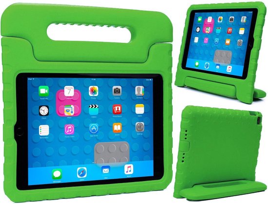 Hoes Geschikt voor iPad Air 1 Hoes Kinder Hoesje Kids Case Cover Kidsproof - Hoesje Geschikt voor iPad 6 Hoesje Kinder Hoesje - Groen